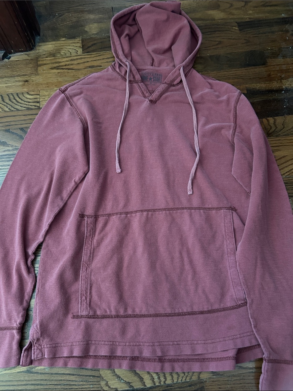 Men’s Washed Rose Hoodie with Kangaroo Pocket
